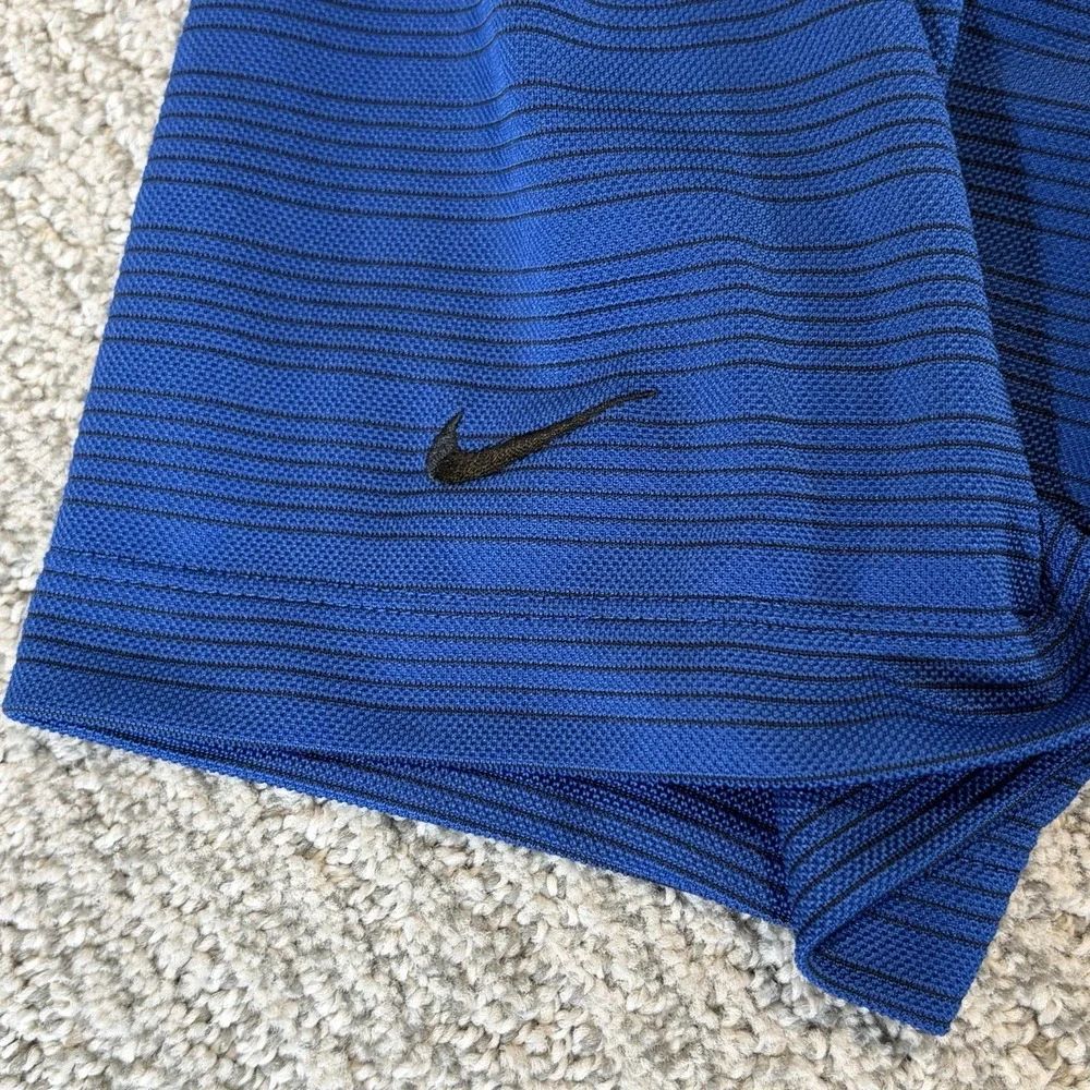 Nike‎ Golf Polo Shirt Mens XL Blue Black Stripe Dri Fit 274038-438 Performance